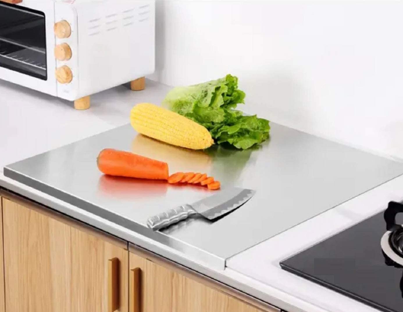 Price:$98.75 Extra Large 304 Heavy Duty Stainless Steel Chopping Board, Cutting Board for Meat Vegetable Fruit Fish Cheese, Easy To Clean (27.5 x 19 Inch): Home & Kitchen