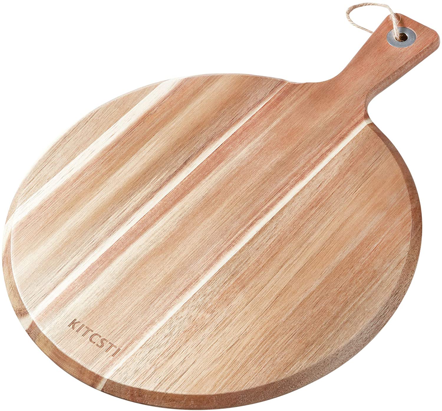 Price:$15.99 Pizza Peel,Wooden Pizza Paddle (16"x12") Round Cutting Board with Handle for Baking Pizza, Bread, Cutting Fruit, Vegetables, Cheese and Serving Board: Home & Kitchen