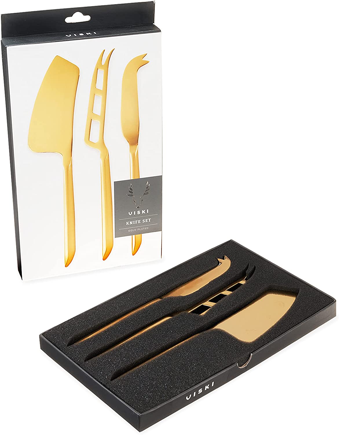 Price:$46.99 Gold Knives, Stainless Steel Finish, Cheese Tools, Set of 3: Home & Kitchen