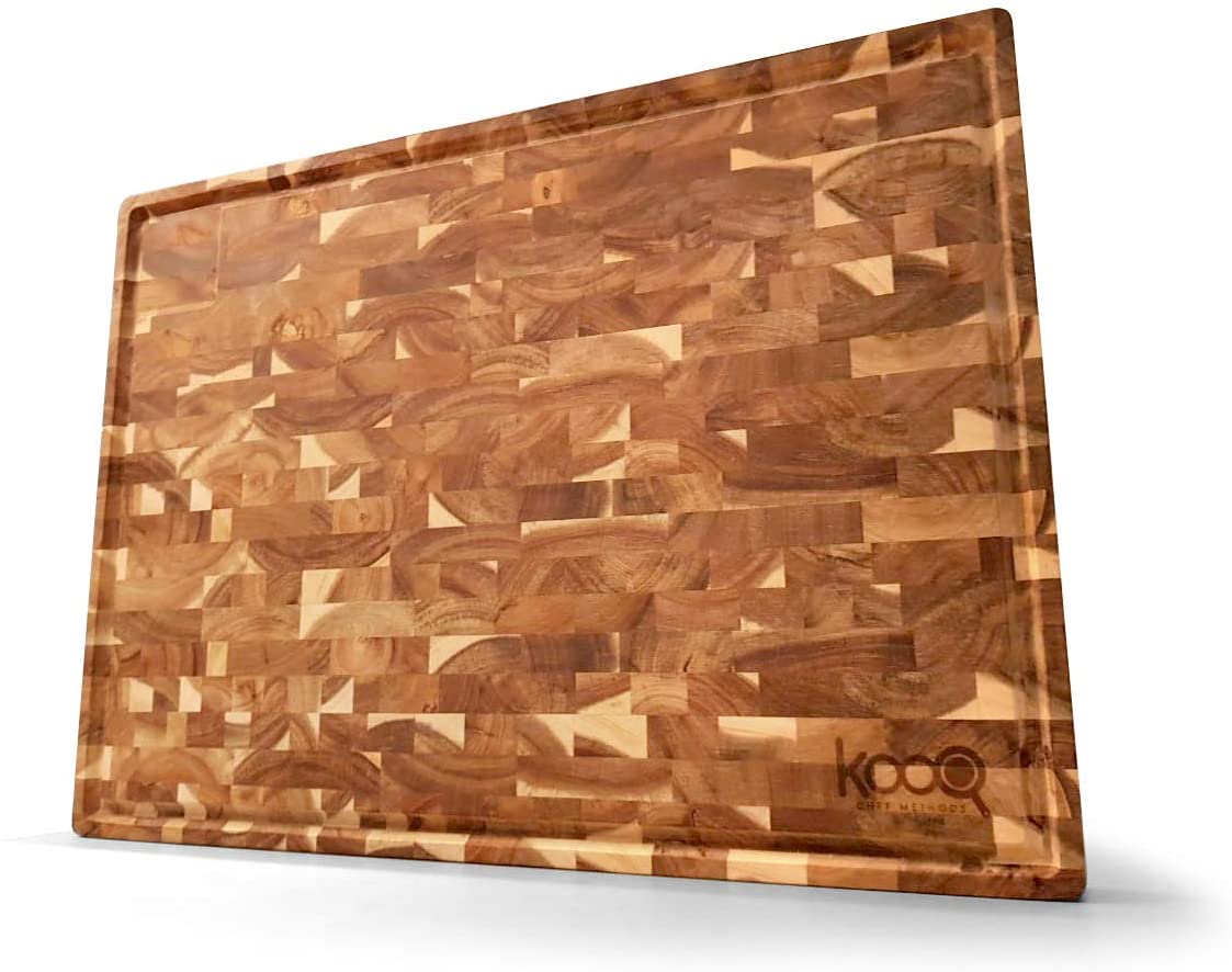 Price:$89.98 EXTRA LARGE ACACIA - Unique Design with big juice collecting groove! The last chopping board you need to buy for all your cooking needs - HUGE Working area! 22 x 16 inches and 1.5 inches thick.: Home & Kitchen