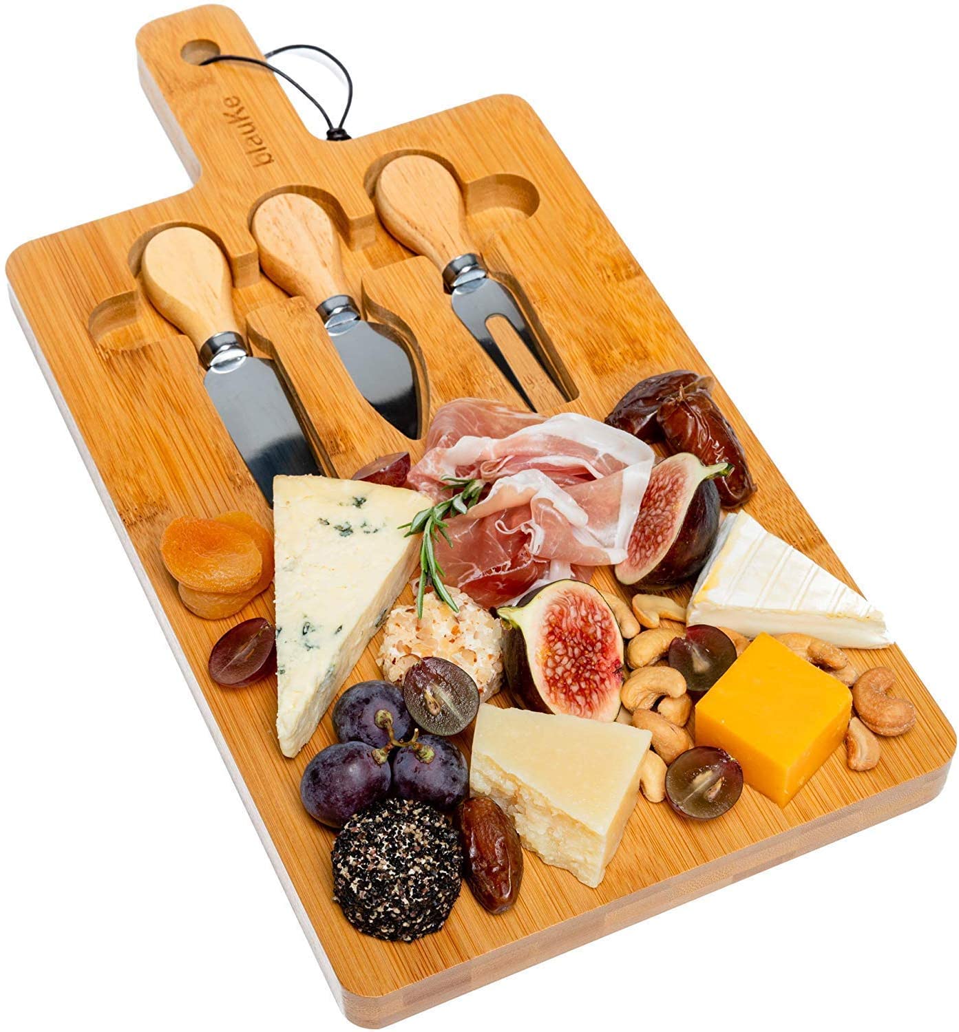 Price:$29.99 Cheese Board and Knife Set 16x8 - Charcuterie Board Set with Magnetic Cutlery Storage, Cheese Serving Platter, Wood Serving Tray with Handle - Birthday Anniversary Housewarming Gift : Home & Kitchen