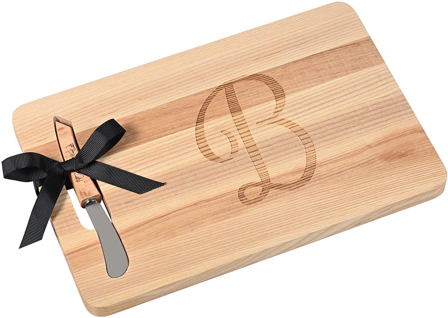 Price:$24.98 Ash Wooden Cheese Board with Spreader Initial B - 8.5 inch by 12 inch: Home & Kitchen