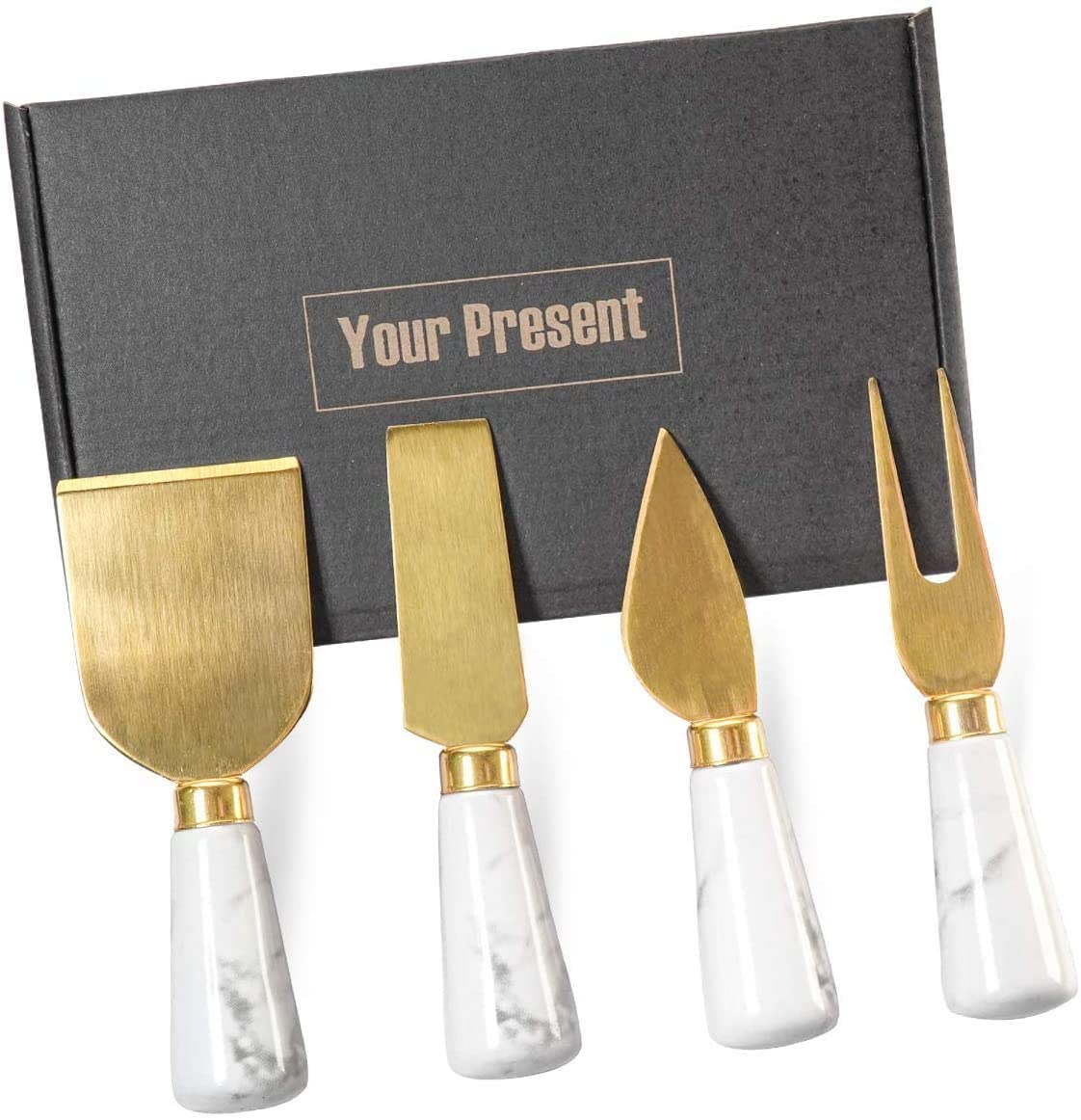 Price:$19.99 Gold Cheese Knife Spreader Set with Marble Handle, Cute Cheese Knives Cutter Slicer for Marble Cheese Board, Spatula for Cheese Board Accessories, Gift for Party, Holiday, Weddings - Gold: Home & Kitchen