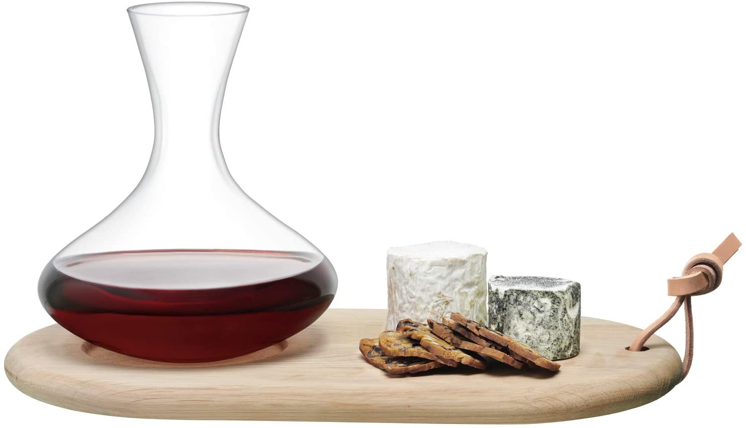 Price:$80.00 International Wine Oak Cheese Board & Wine Carafe, 47.4 fl oz/H8.5in, Clear: Wine Glasses