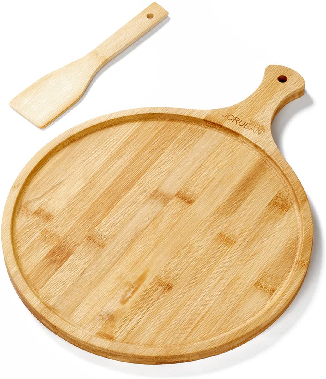 Price:$19.99 Pizza Peel 12.2in with Juice Groove,Round pizza board for Kitchen and Cutting Board with Handle for Baking Pizza, Bread, Cutting Fruit, Vegetables, Cheese and Serving Board: Home & Kitchen