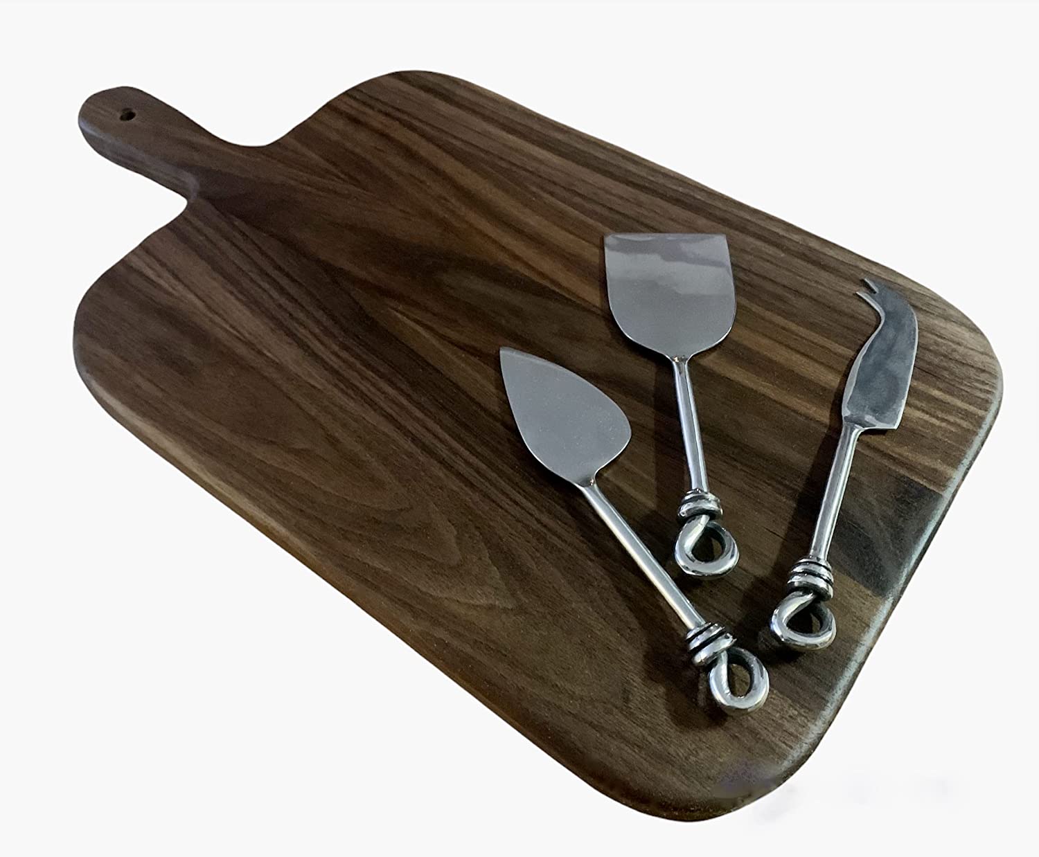 Price:$79.99 Cheese Board and Knife Set, Charcuterie Gift Set, Cheese Knives with Board Set, Wood Cutting Board with Handle: Home & Kitchen