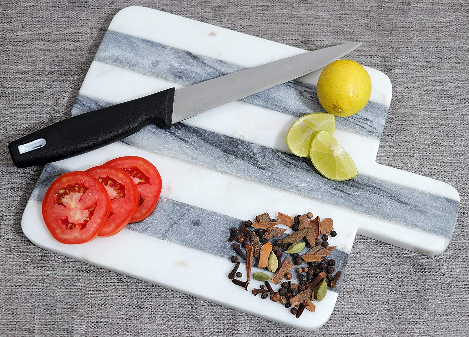Price:$41.95 Natural White & Gray Marble Line Design Chopping Board Champagne Marbles Cutting Board Stylish Stone Cheese Board For Home And Kitchen Great Gift For Cooking Lover Size : Lx29, Wx21Cm: Home & Kitchen