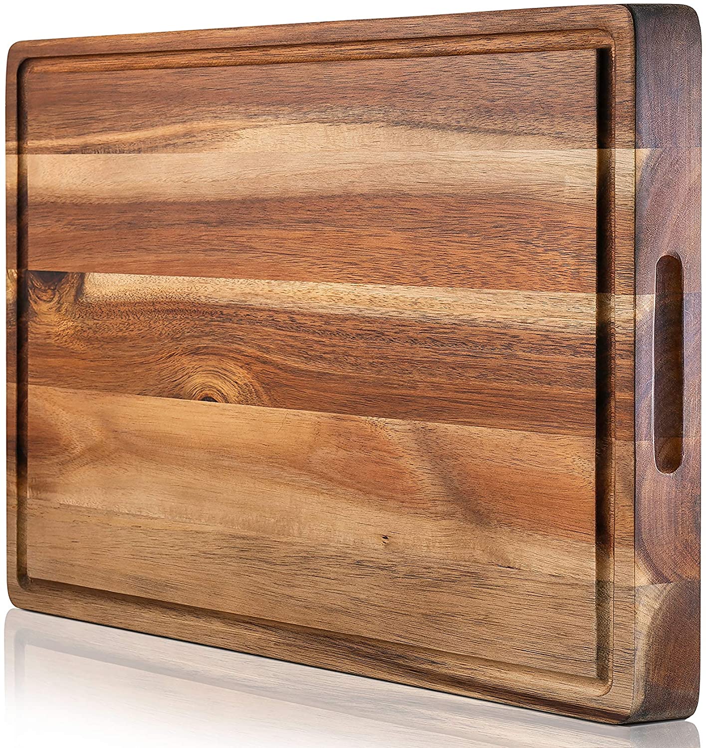 Price:$78.94 ACACIA Cutting Board & Professional Heavy Duty Butcher Block w/Juice Groove - Extra Large (17"x13"x1.4") Organic, End Grain Chopping Block. Ideal Serving Tray for Meat & Cheese: Home & Kitchen