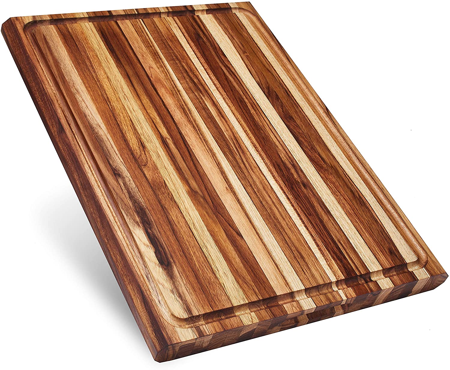 Price:$114.95 Los Angeles, XXL Thick Teak Wood Cutting Board with Juice Groove, 23x17x1.5 in Large (Gift Box Included): Home & Kitchen