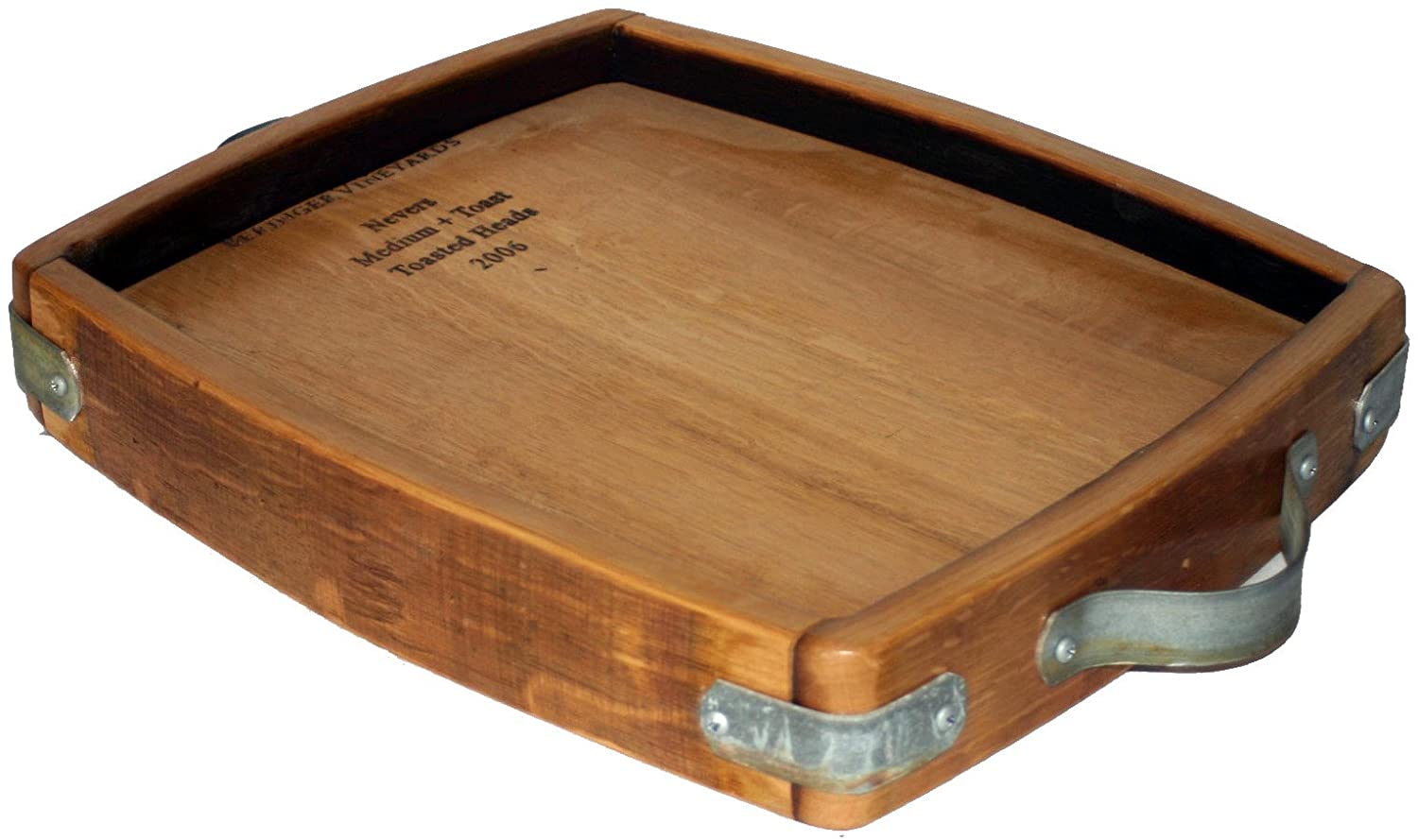 Price:$71.09 River Road Wine and cheese tray, large, Shellac: Wine Barrel Tray: Cheese Plates