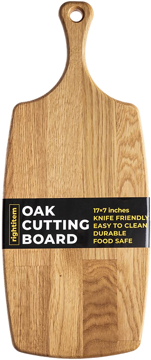 Price:$39.99 Board - 17x7 Inches Large Cheese Board with Handle - 20 mm Thin Board - Edge Grain Oak Board - Long Charcuterie Board - Wooden Serving Platter - Chopping Board for Kitchen: Home & Kitchen