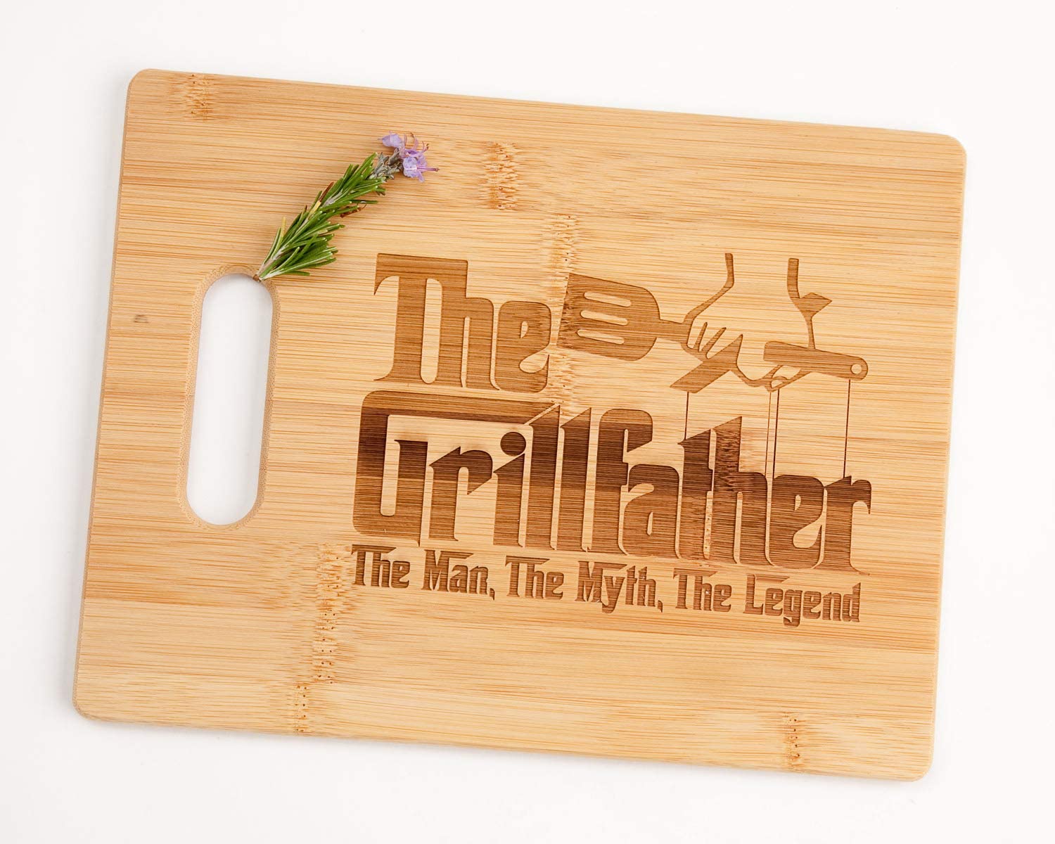 Price:$26.99 Grill Father Engraved Bamboo Wood Cheese Cutting Board with Handle Funny Godfather Movie Gift 8.x5 x 11": Home & Kitchen
