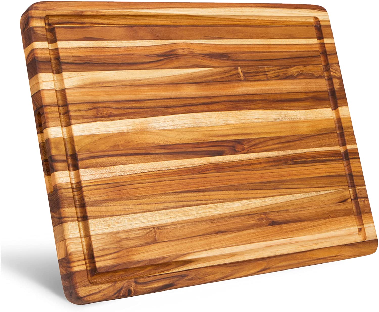 Price:$44.95 Edge Grain Teak Wood Cutting Board, Juice Groove, Reversible, Hand Grips (16 x 12 x 1.25 inches | Medium-Large) : Sports & Outdoors