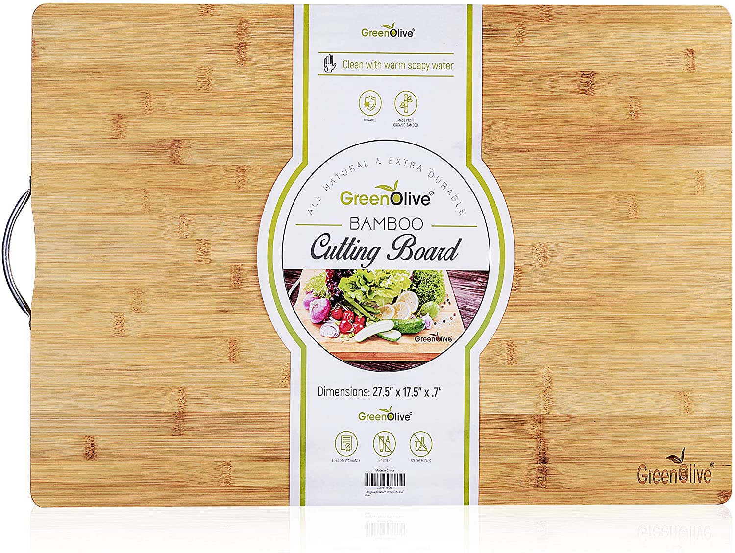 Price:$49.99 Large Bamboo Cutting Board for Kitchen 27.5”x17.5”- Butcher Block - Wood Cutting Board with Handle for Cheese, Meat - Large Charcuterie Chopping Board, Durable & Water Resistant: Home & Kitchen