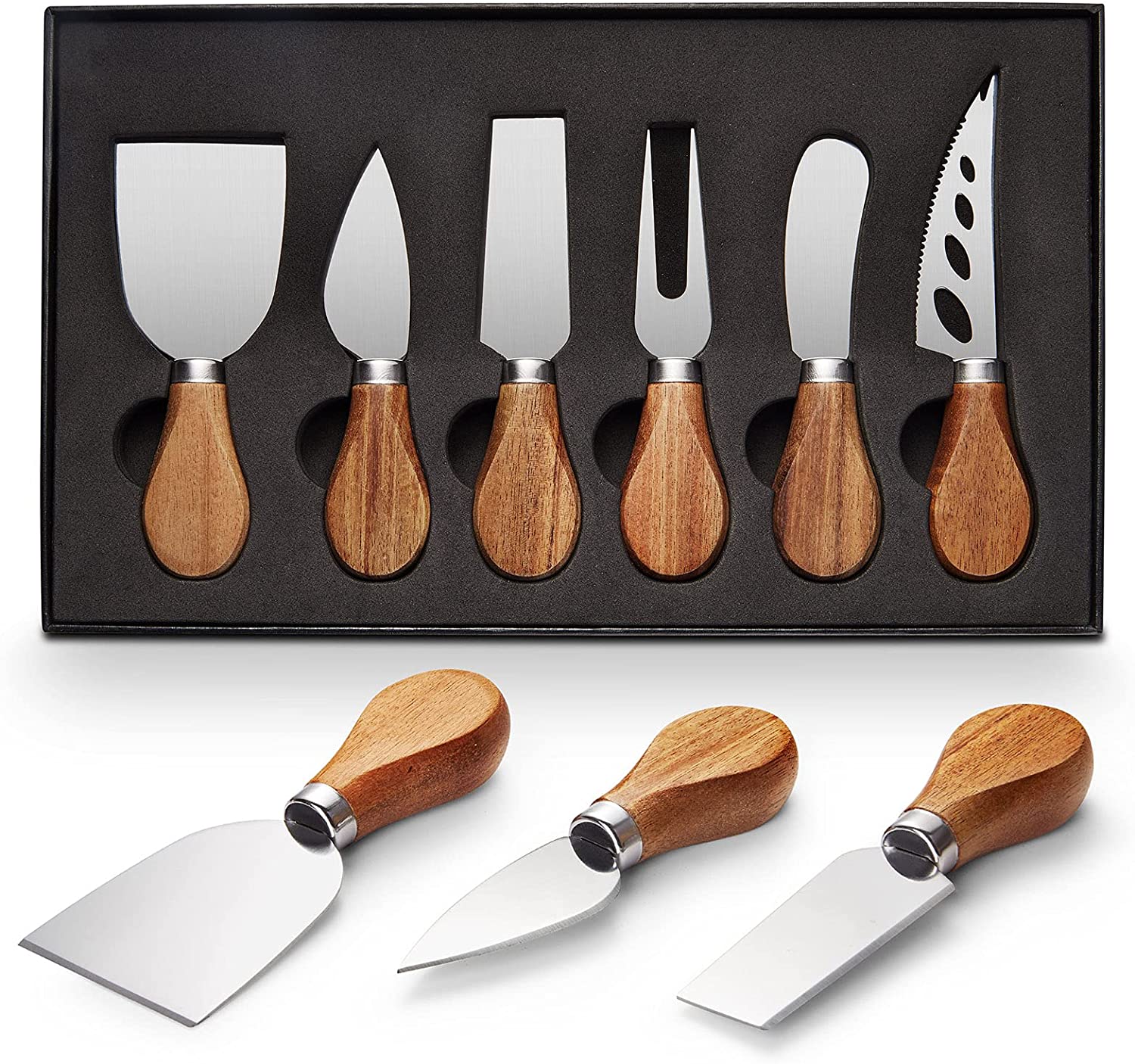 Price:$20.99 Knife Set 6-piece Knife with Wooden Handle Stainless Steel Slicer Cutter (Wooden Handle): Home & Kitchen