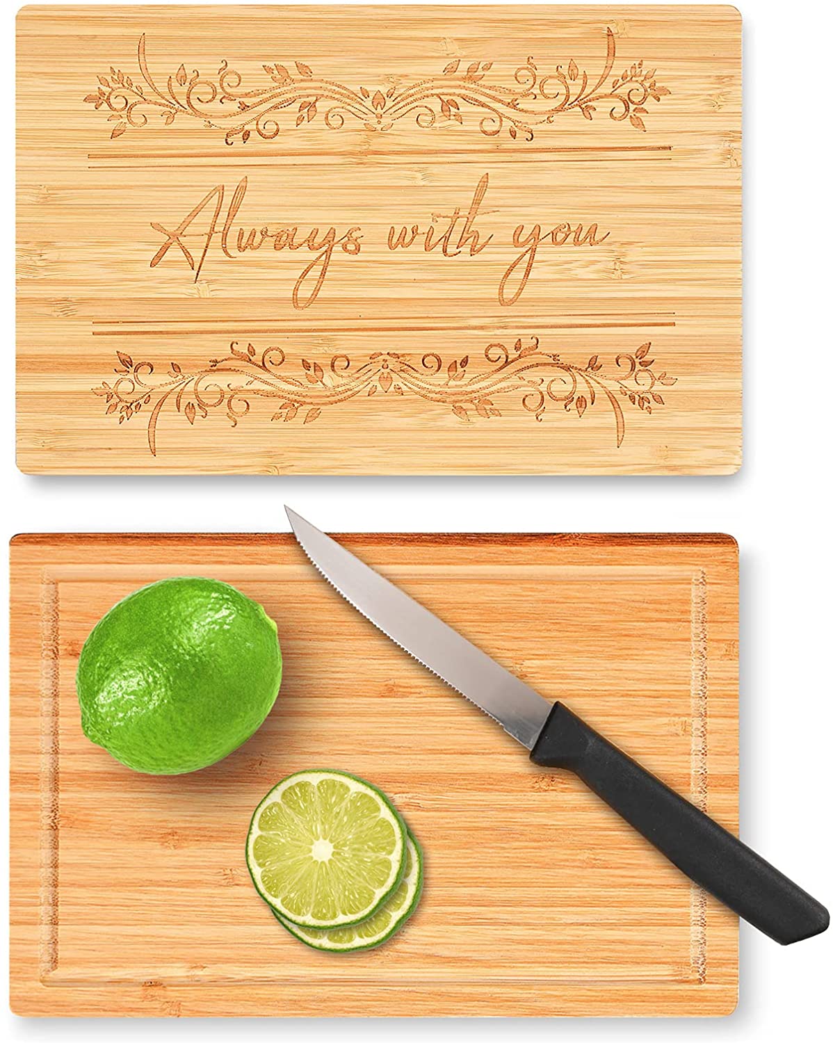 Price:$6.99 Mini Bamboo Bar Cutting Board with Juice Groove, 8.5" Thin Engraved Small Wood Cutting Board for Fruit & Lemon & Cheese, Personalized Kitchen Decor, Wooden Camping Chopping Boards(Wreath): Home & Kitchen