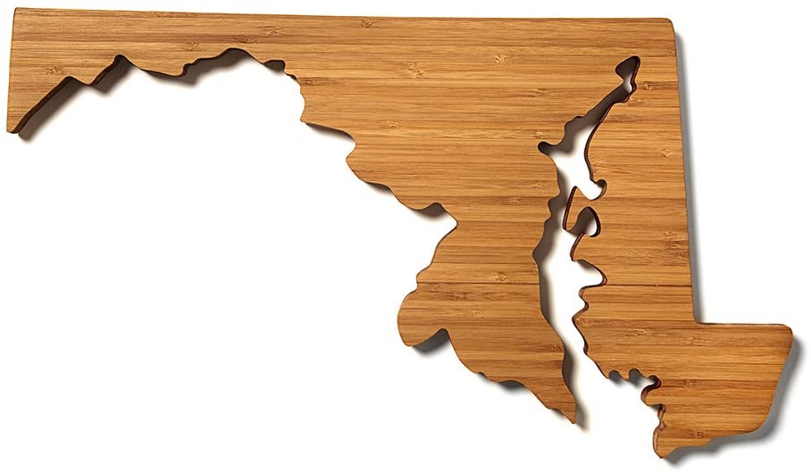 Price:$47.08 The Original State Shaped Serving & Cutting Board. (As Seen in O Magazine, Good Morning America, Real Simple, Brides, Knot.) Made in the USA from Organic Bamboo, Large 15" (Maryland): Home & Kitchen
