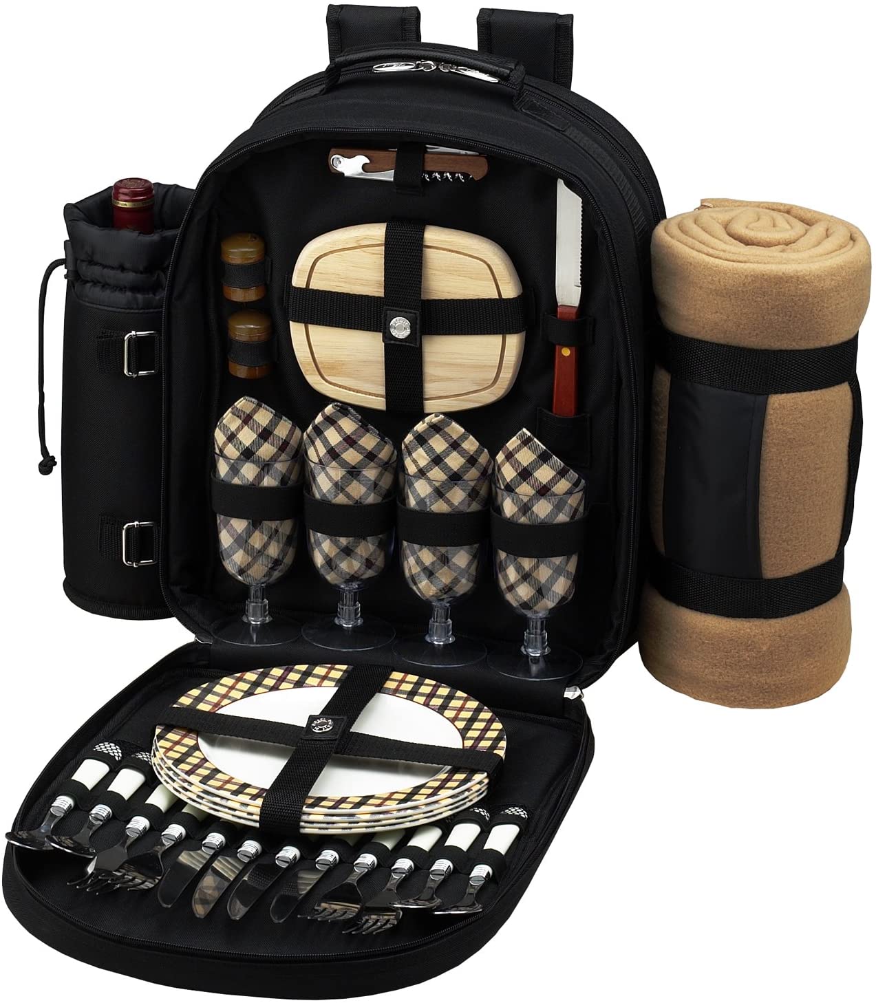 Price:$98.00 at Ascot Original Equipped 4 Person Backpack with Cooler, Insulated Wine Holder & Blanket - Designed & Assembled in USA : Patio, Lawn & Garden