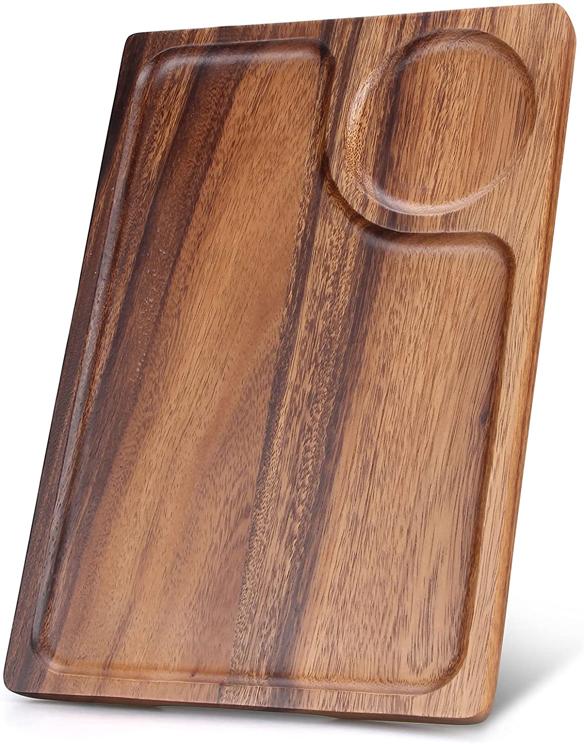 Price:$22.99 Rectangular Wooden Coffee Tray for Dinner Party Bar Tray Acacia Wood Fruit Serving Platter Sandwich Food Tea Tray Divide Vegetable Plate Cheese Board : Home & Kitchen