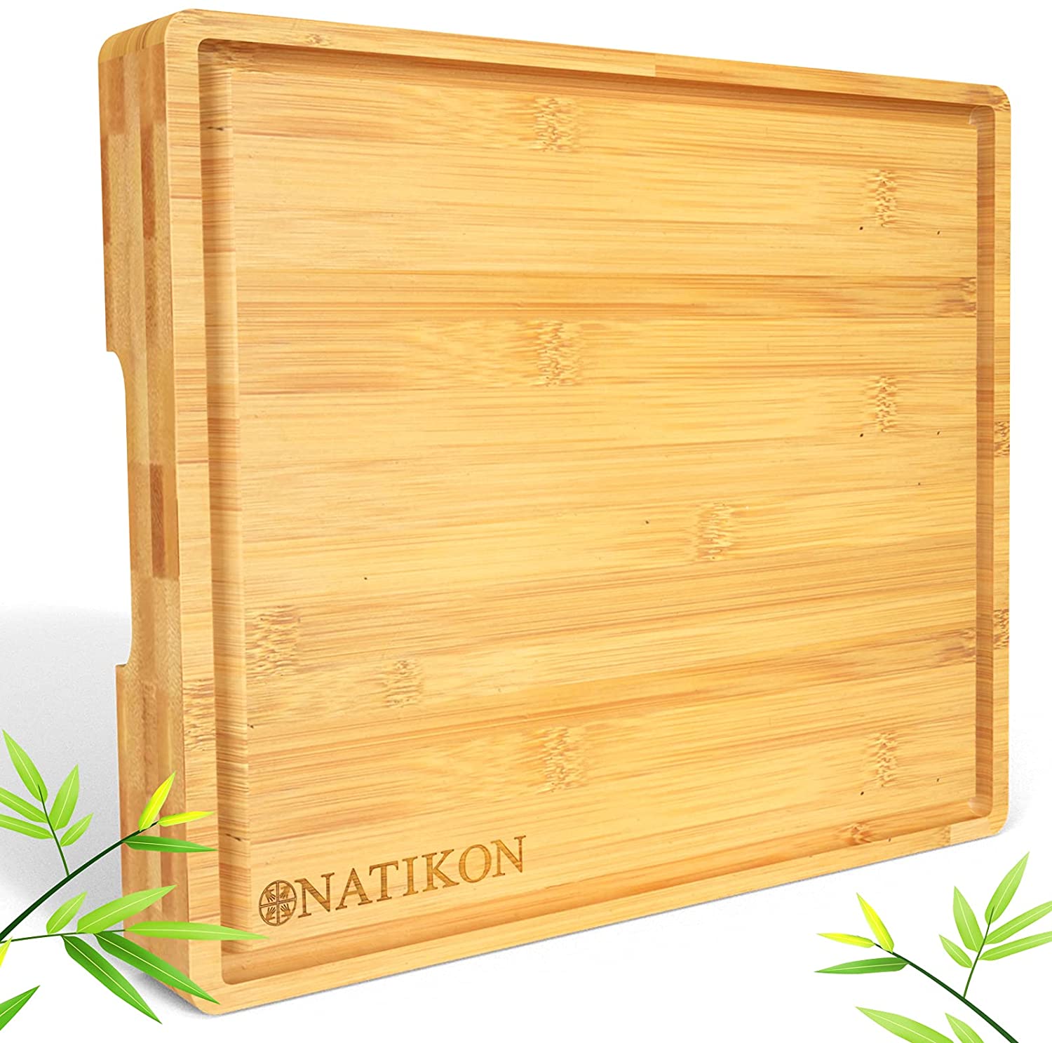 Price:$29.90 Cutting Board- Bamboo Butcher Chopping Board with Juice Grooves and Handle Hole for Meat, Vegetables and Cheese, Extra Thick and Heavy Duty: Home & Kitchen