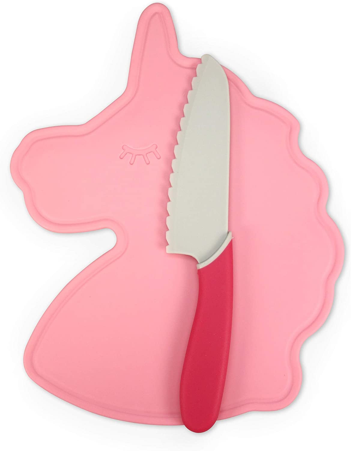 Price:$22.49 Kitchen Unicorn Shaped Cutting Board with 6" Serrated Knife for Kid Safe Cooking: Home & Kitchen