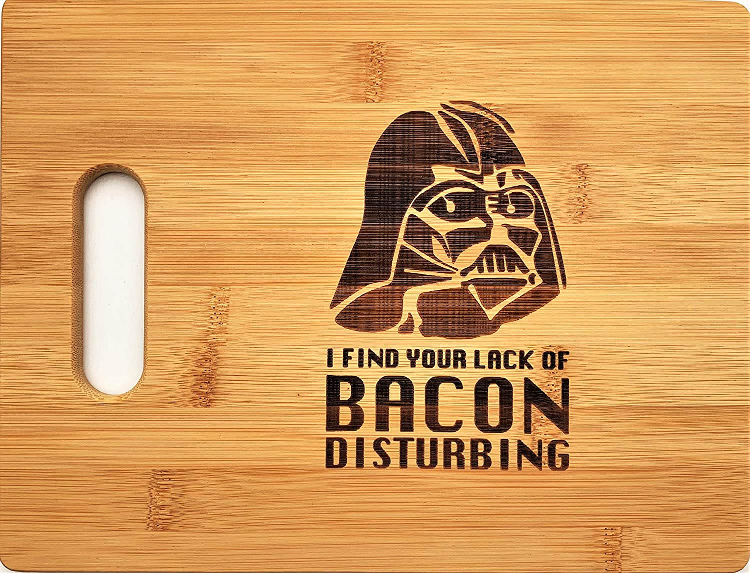 Price:$28.99 Vader 8.5"x11" (I Find Your Lack Of Bacon Disturbing) Engraved Bamboo Wood Cheese Cutting Board with Handle Star Wars Gift: Home & Kitchen