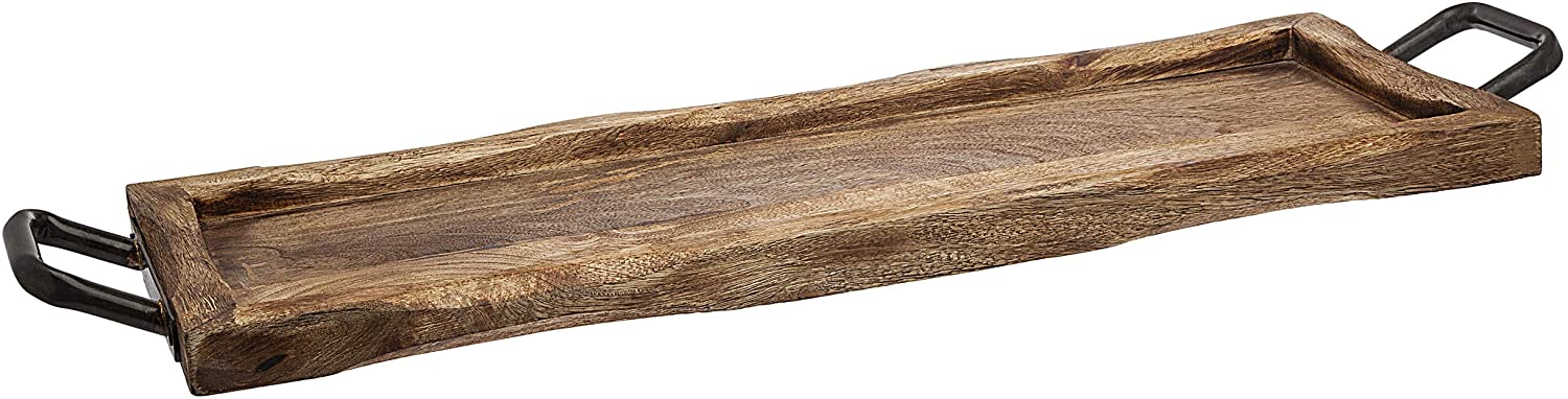 Price:$39.99 Wood Serving Tray, Charcuterie Platter Cheese Board with Metal Handles : Home & Kitchen