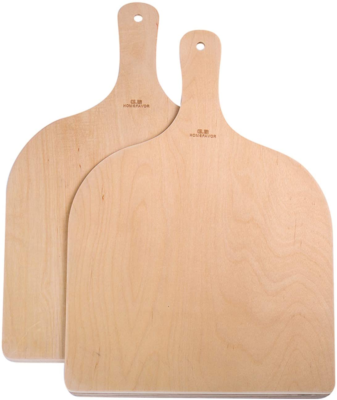 Price:$22.99 HOMEFAVOR Natural Wood Pizza Peel with Handle, Large Pizza Paddle Spatula Cutting Board for Baking Homemade Pizza Bread and Cheese Serving Tray Oven or Grill Use - Set of 2, 16.5x11.8'': Home & Kitchen