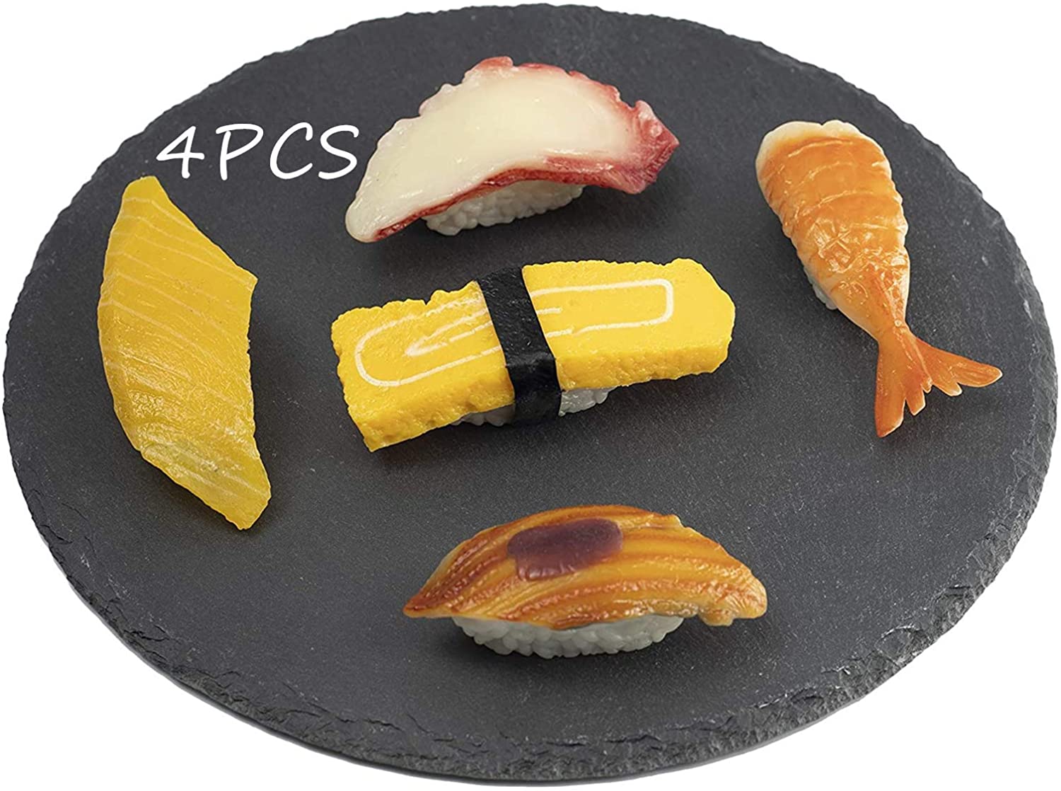 Price:$23.89 Pcs Sushi Plates Set, Slate Rectangular Sushi Serving Tray Plates, Stone Rock Style Cheese Board Platter (20 cm(7.8 in)): Sushi Plates