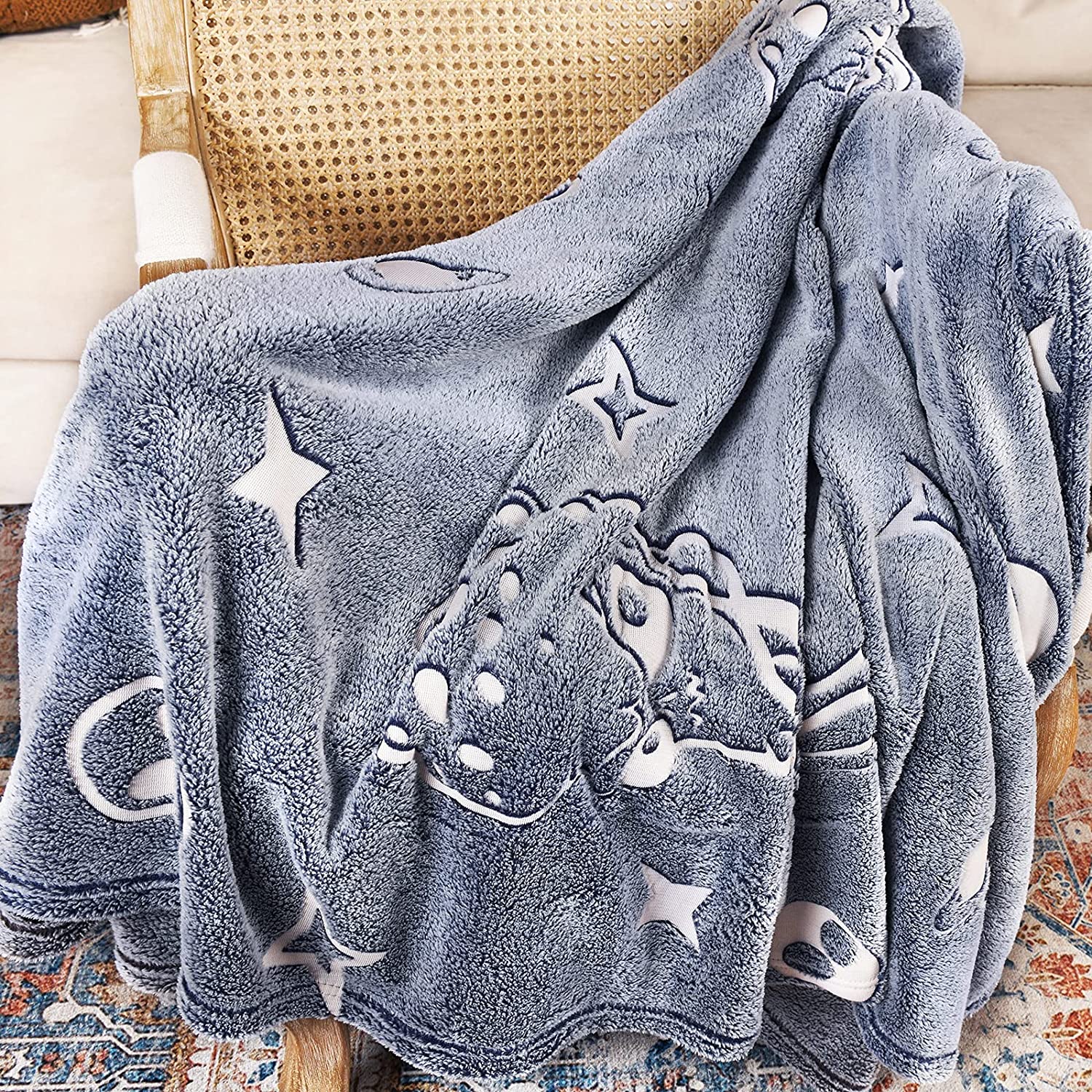 Price:$79.99 Cheese Board and Knife Sets with Double Side Marble Slab and Glow in The Dark Throw Alien Pattern Blankets Gifts for Thanksgiving Birthday Halloween Christmas: Home & Kitchen