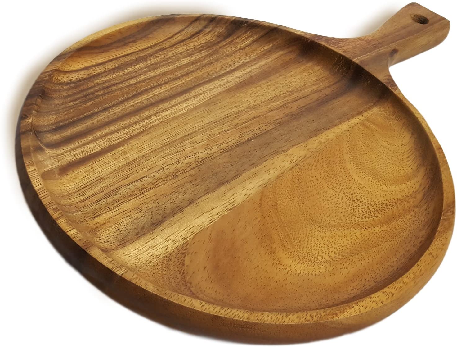 Price:$27.50 Acacia Wood Round Tray for Small Pizzas and Appetizers, 10 x 10 Inch : Home & Kitchen