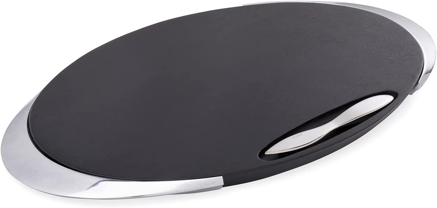 Price:$125.00 - Noir Collection - Cheese Board with Handles and Stainless Steel Knife - Measures at 18" x 10.5" - Made with Alloy and Acacia Wood - Designed by Steve Cozzolino: Home & Kitchen