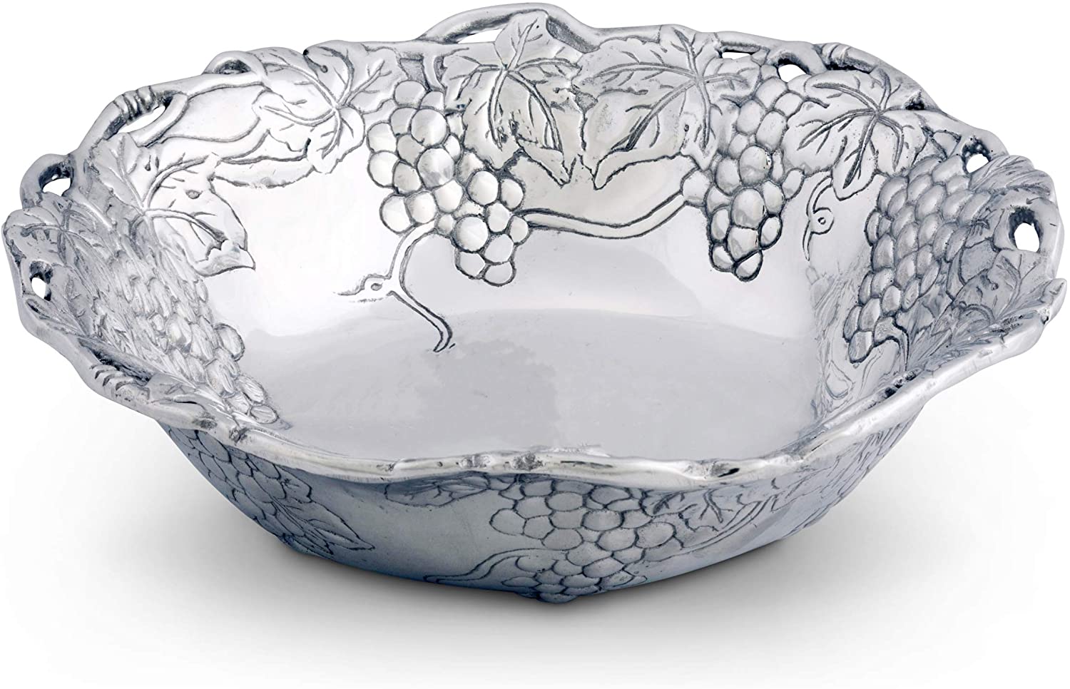 Price:$99.00 Court Metal Serving Bowl Grape Pattern Sand Casted in Aluminum with Artisan Quality Hand Polished Design Tarnish Free Diameter: 12 inch: Serving Bowls: Serving Bowls