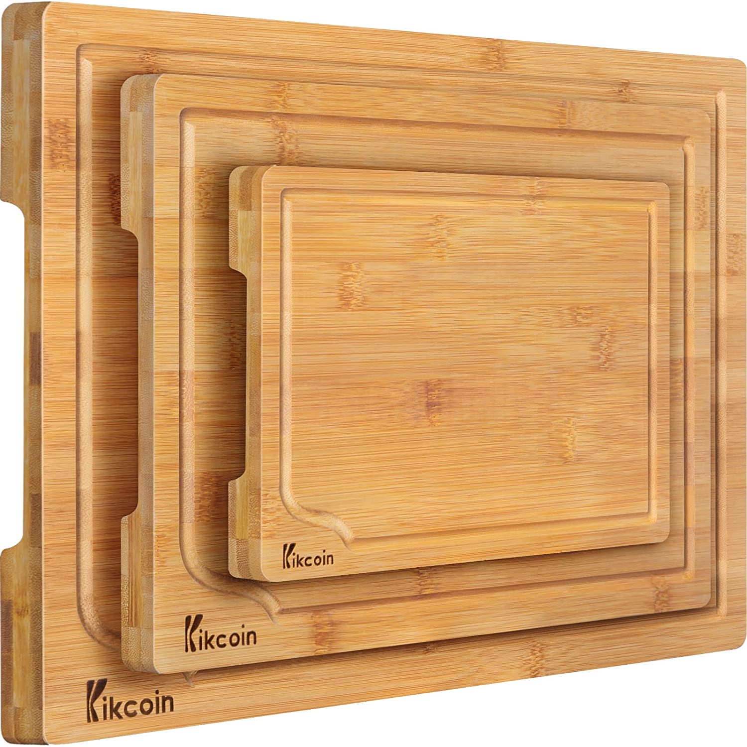 Price:$25.97 Cutting Board, 3-Piece Kitchen Chopping Board with Juice Groove and Handles Heavy Duty Serving Tray Wood Butcher Block and Wooden Carving Board,X-Large,Kikcoin: Home & Kitchen
