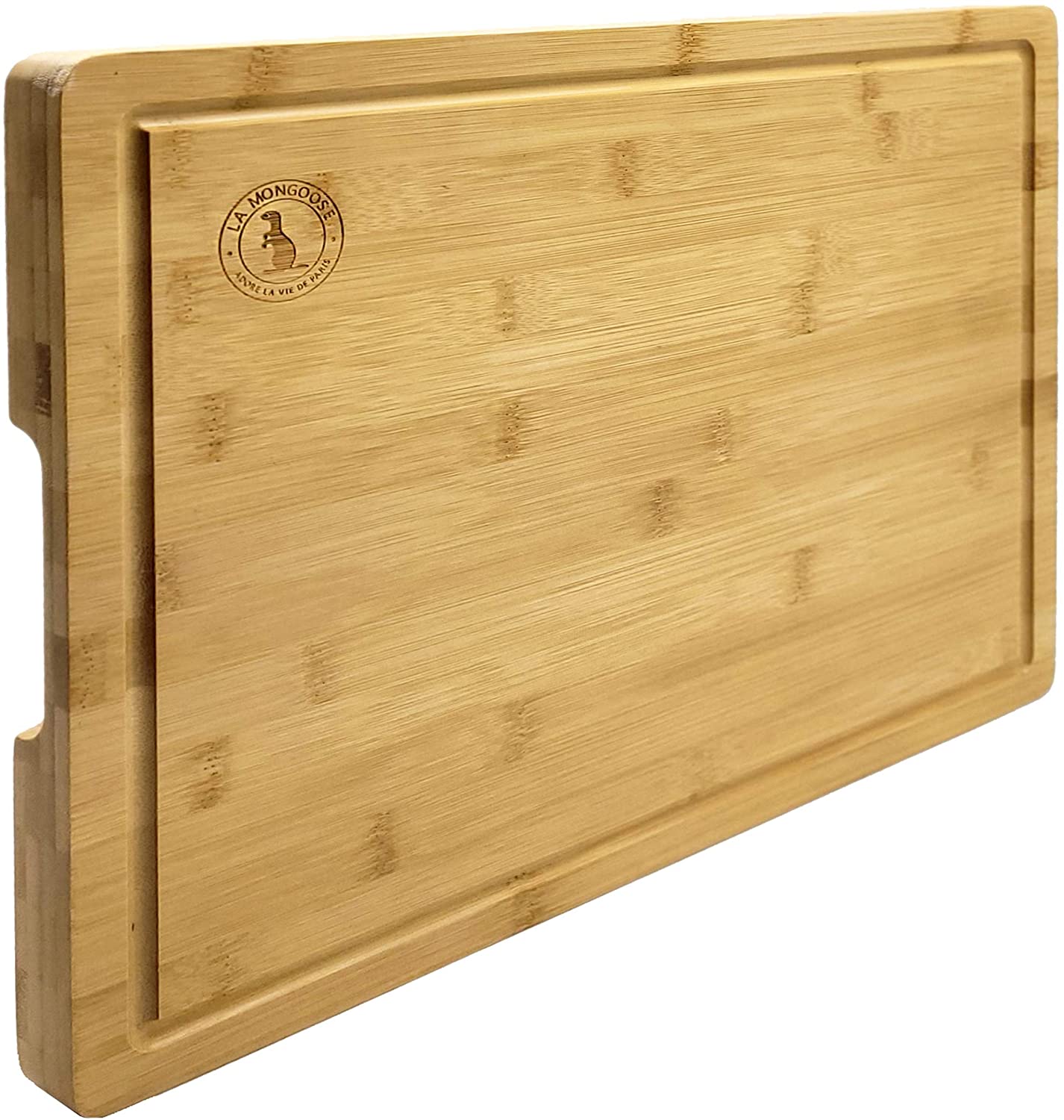 Price:$25.00 17 x 13 x 1 inch Extra-Large Wooden Cutting Board Juice Groove Silicone Rubber Non-Slip Feet & Hand Grips Butcher Block Chopping Carving Serving Platter Cheese Tray Deluxe Birthday Gift Idea: Home & Kitchen