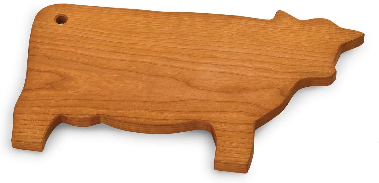 Price:$36.99 Hardwood USA Made Cow Shape Cheese Board Cutting Board by Picnic Plus, 15.5"W x 9"D, Cherry: Bar Tools & Drinkware