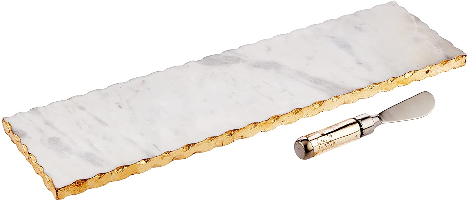 Price:$33.00 Pie - 40700003 Pie Marble and Gold Edge Hostess Set Serving Platter, One Size, white: Platters