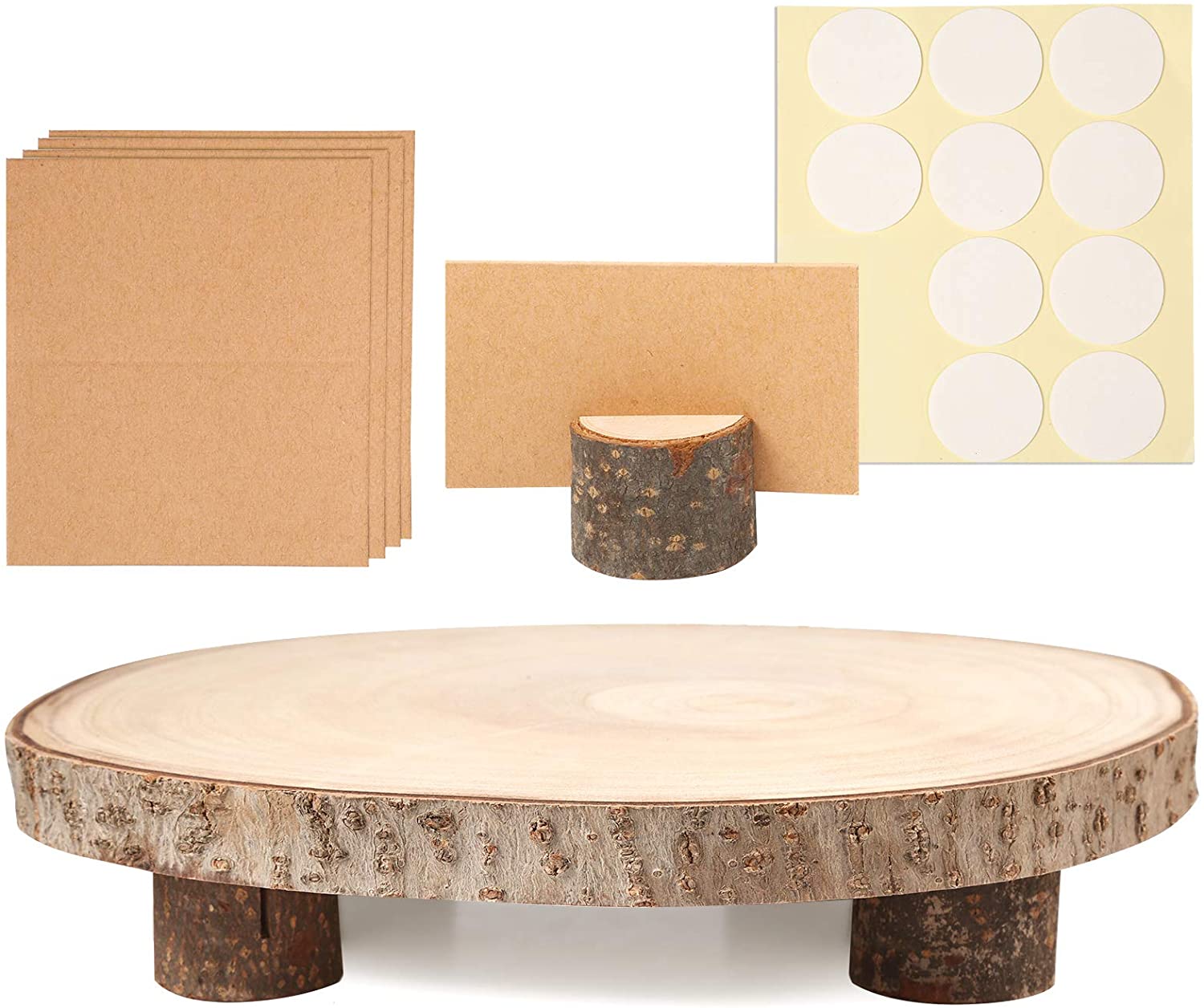 Price:$23.99 10-12 Inch Wood Cake Stand Large Wood Slices Serving Tray for Table Centerpiece, Wedding Cake and Cheese Board : Home & Kitchen