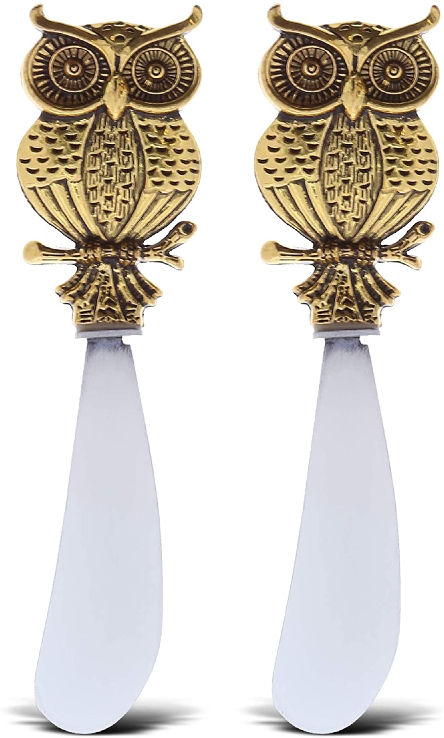Price:$15.49 Gold Stainless Steel Dip & Cheese Spreader, Condiment & Butter Spreader Utensils For Appetizer Spread on Party Charcuterie Board, Metal Cheese Spreaders Kitchen Set of 2-4.55" - Owl: Home & Kitchen