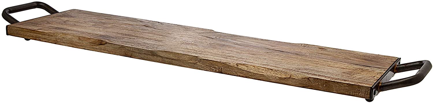 Price:$39.99 Wood Serving Tray, Charcuterie Platter Cheese Board with Metal Handles - 25 inch : Home & Kitchen
