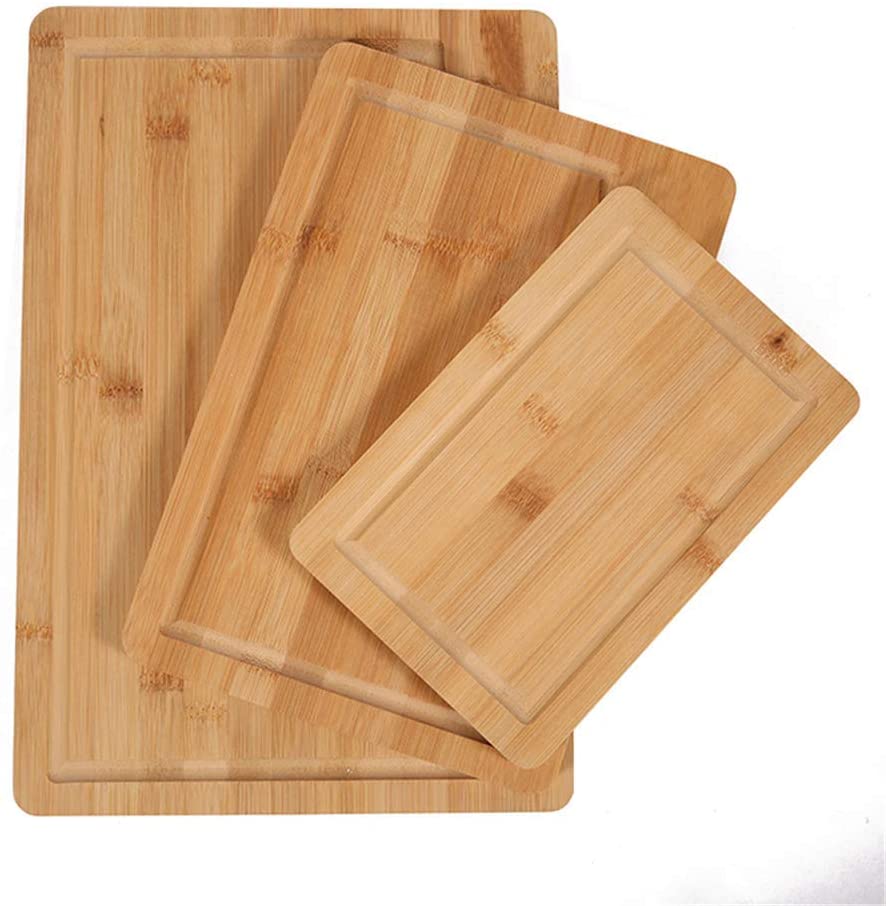 Price:$35.99 Bamboo Cutting Board with Juice Groove 3 Pieces Sets, Bamboo Chopping Board for kitchen,Meat, Cheese, Fruit & Vegetables, BPA Free , Natural and Eco friendly. (Rectangular 3 pcs): Home & Kitchen