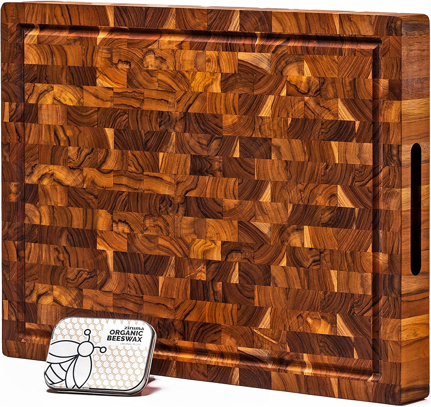 Price:$115.95 Large End Grain Prime Teak Wood Cutting Board Cured with Pure Beeswax and Natural Oils 20x15 x 1.5 in Butcher Block - 2oz of Extra Wood Moisturizer Included : Tools & Home Improvement