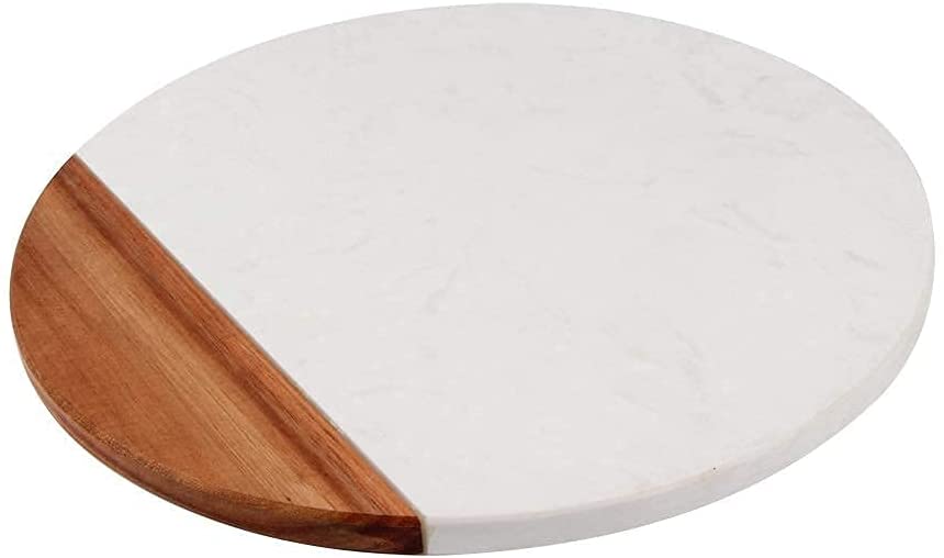 Price:$32.97 FAMILY Marble Cutting Board with Teak Wood Accent –12 Inch Chip Resistant Round Cheese Board for Chopping, Slicing, Serving Deli Meals, Sushi, Cheese and Snacks: Home & Kitchen
