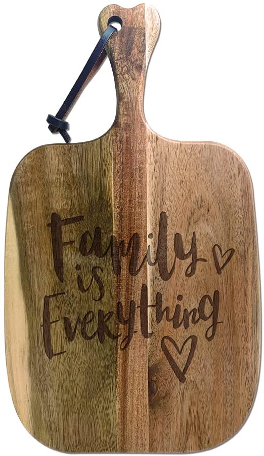 Price:$22.99 is Everything Acacia Wood Cutting Board With Handle Hardwood Small Chopping Board for Kitchen –Wooden Charcuterie Board, Vegetables, Fruits, Bread, Cheese, Crackers Serving Platter – Reversible: Home & Kitchen