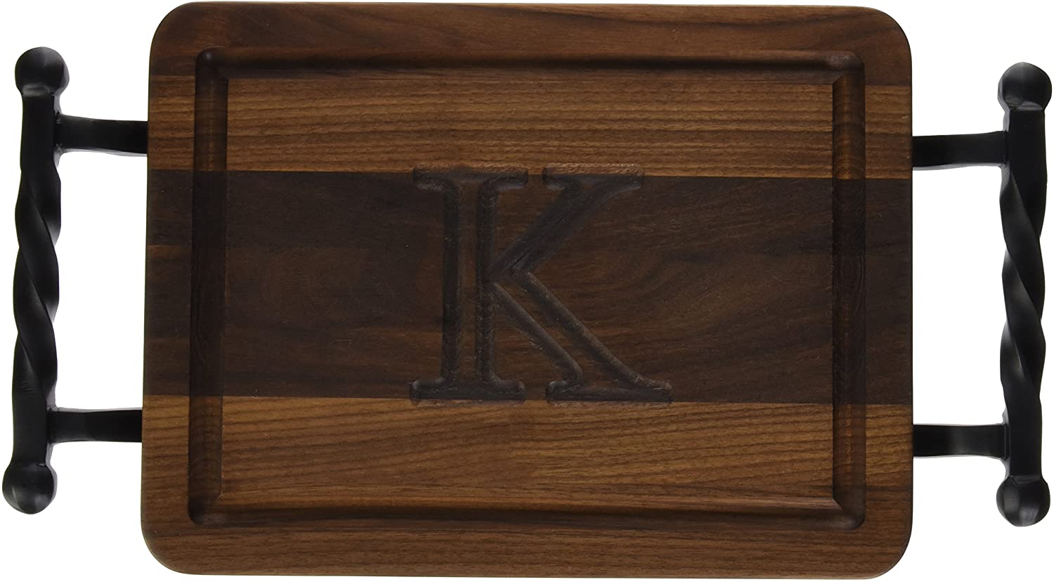 Price:$45.79 Boards W200-STWB-K Thick Bar/Cheese Board with Twisted Ball Handle, 9-Inch by 12-Inch by 3/4-Inch, Monogrammed"K", Walnut: Bar Cutting Boards: Home & Kitchen