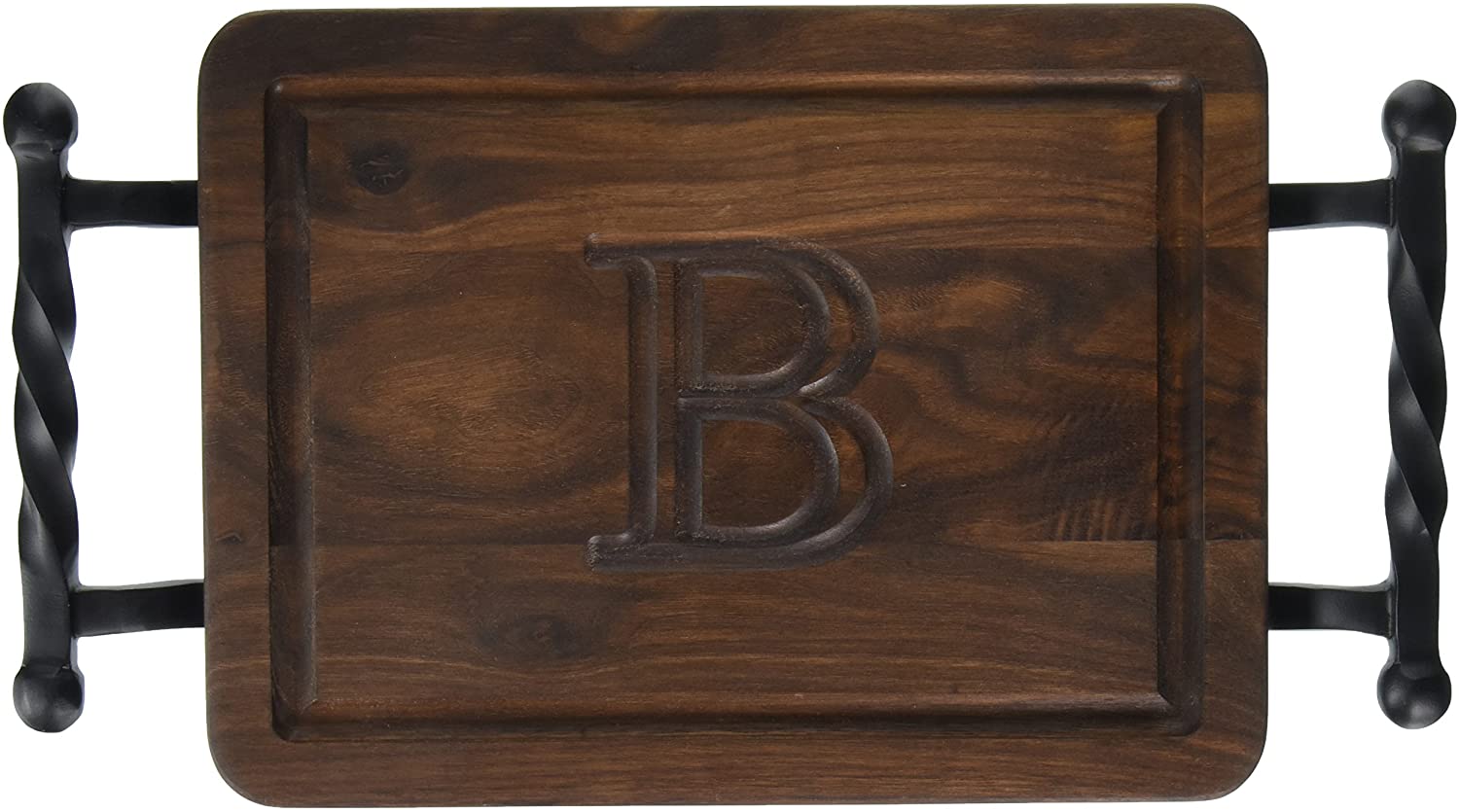 Price:$45.67 Boards W200-STWB-B Thick Bar/Cheese Board with Twisted Ball Handle, 9-Inch by 12-Inch by 3/4-Inch, Monogrammed"B", Walnut: Bar Cutting Boards: Home & Kitchen