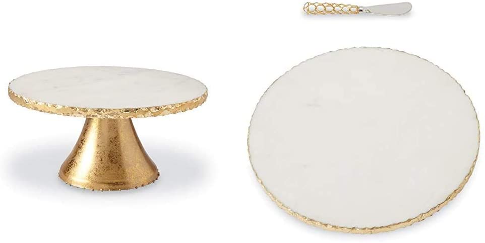 Price:$83.36 Pie Marble Pedestal Cake Serving Stand, Gold & Gold Edge Marble Set Serving Board, One Size, White : Everything Else