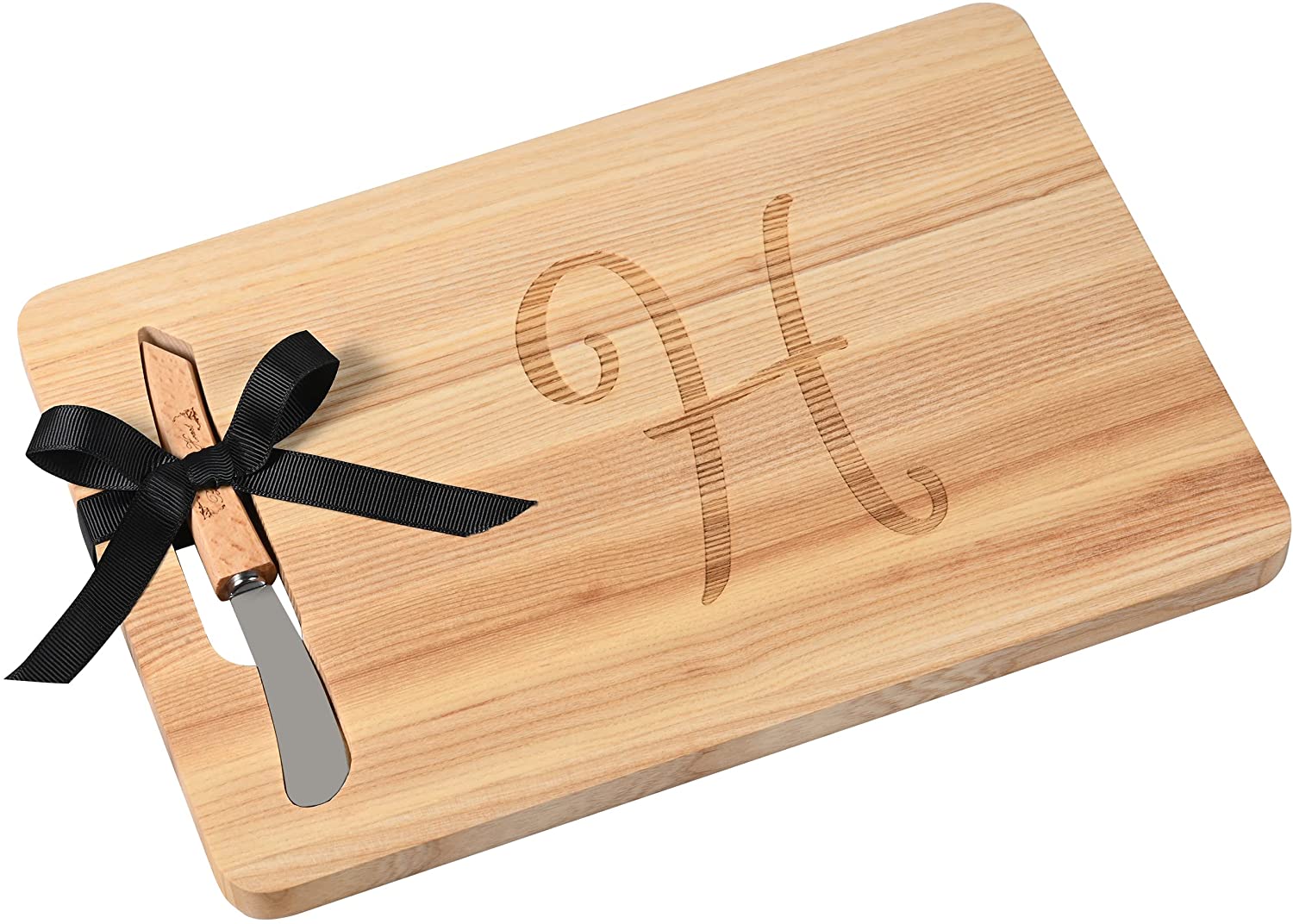 Price:$24.98 Ash Wooden Cheese Board with Spreader Initial H - 8.5 inch by 12 inch: Home & Kitchen