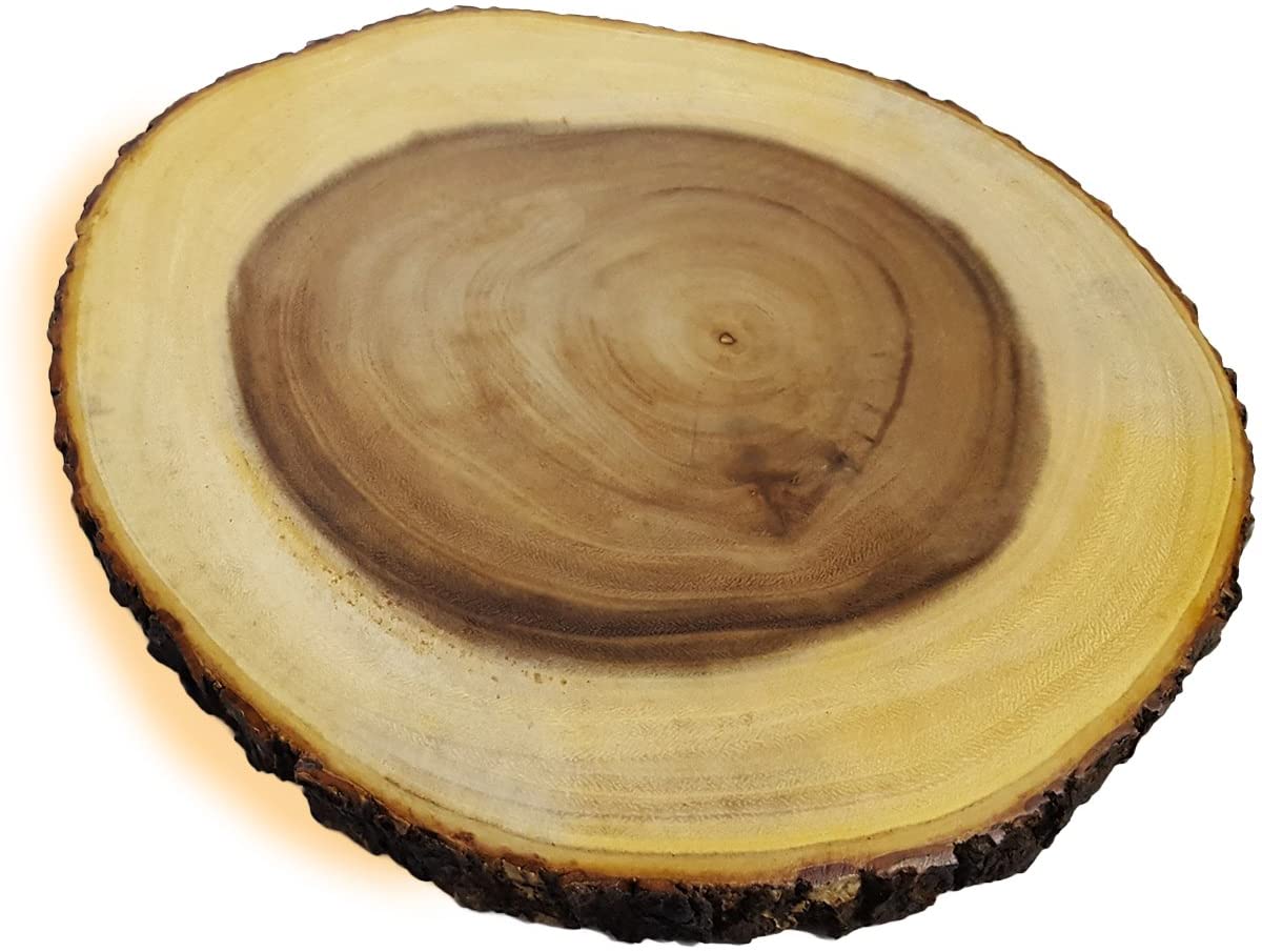 Price:$39.29 End Grain Acacia Cutting Board with Live Edge Bark, 12 Inch: Home & Kitchen