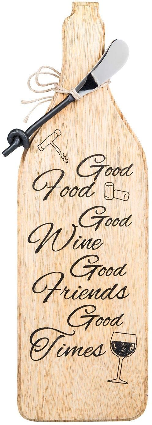 Price:$21.99 Bottle Shaped Cheese Board with Sayings and Cheese Spreader - Good Times: Home & Kitchen